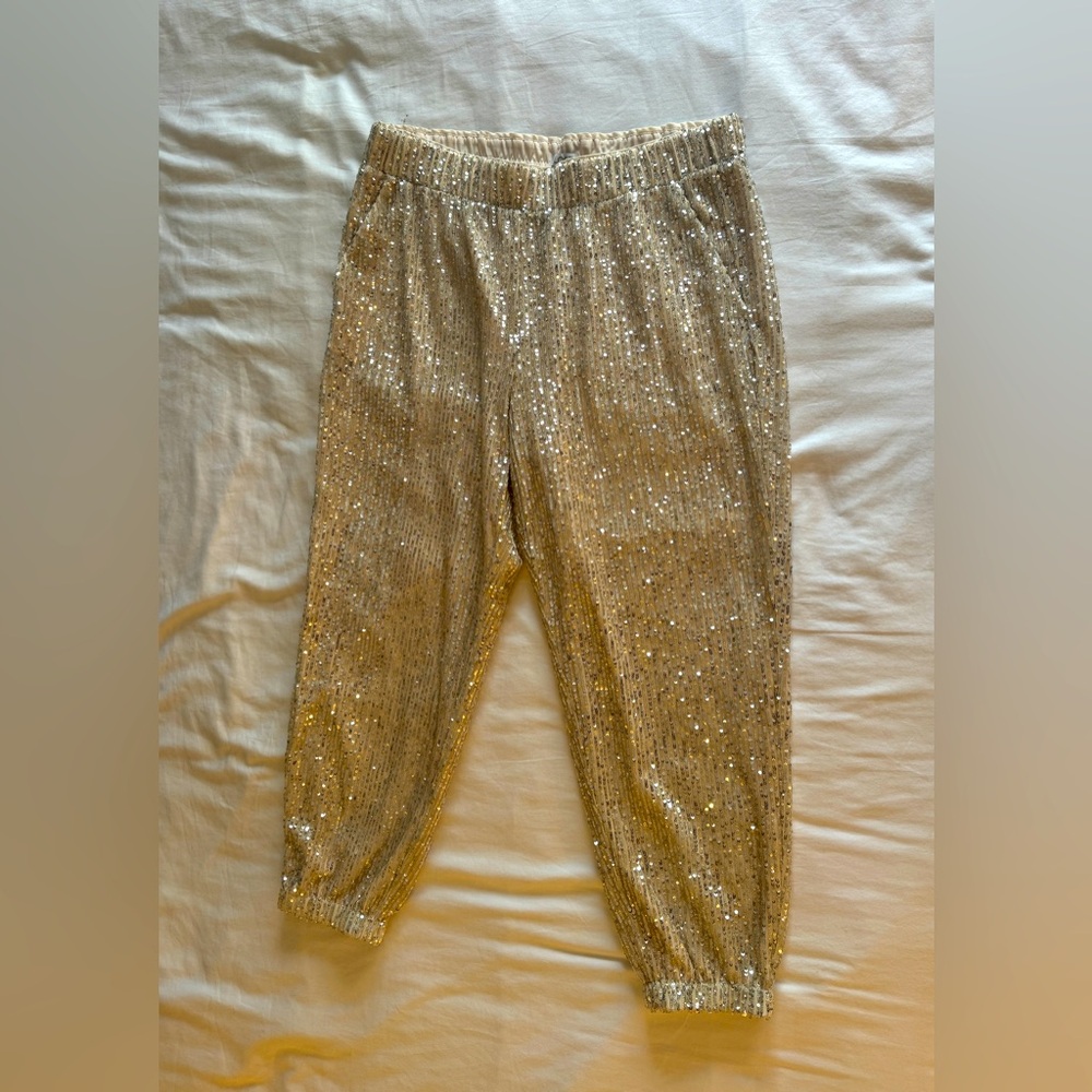 Loft champagne sequin jogger pant